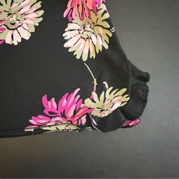 Anne Klein Criss Cross Back Romantic Chrysanthemum Floral Cami, Size Large - Picture 2 of 9